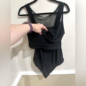 Adore Me Black Mesh One Piece Swimsuit